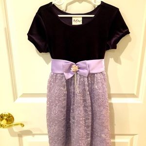 Girls purple velvet/lace dress size 7
